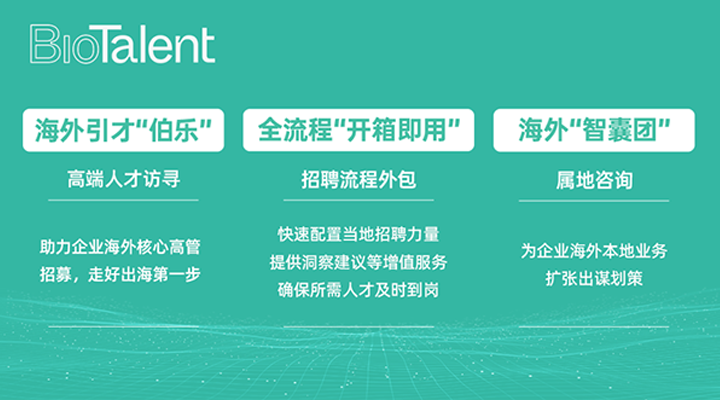 猎头公司南宫NG28国际的海外分支团队BioTalent专注于生命健康领域的人才服务